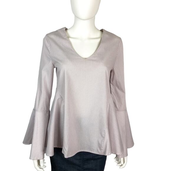 Romeo & Juliet NWT Peplum Blouse White Blue & Orange Long Sleeved - Picture 8 of 8